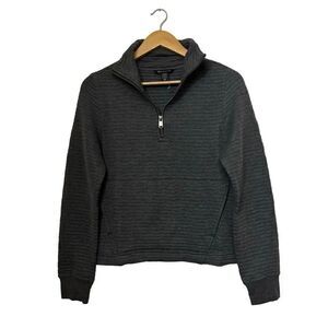 Athleta ottoman ribbed gray quarter zip pullover sweater new